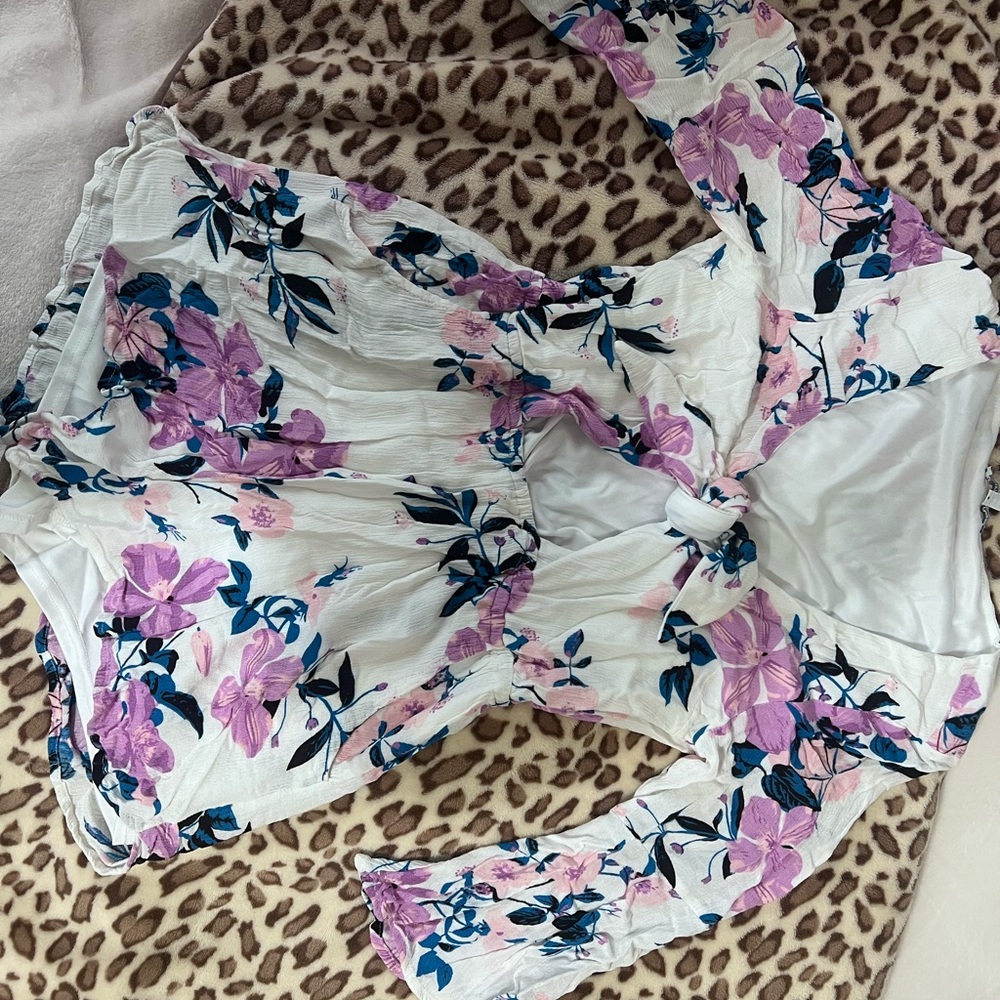 Charlotte Russe Floral Jumpsuit - Pink and Blue
